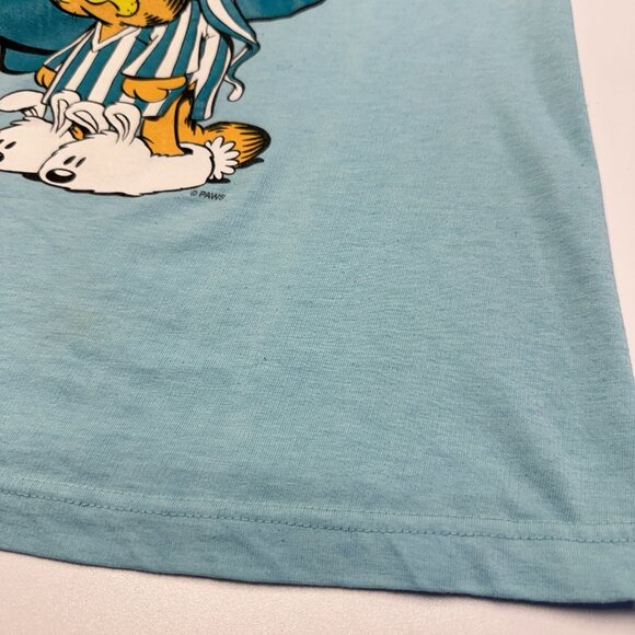 Vintage Garfield Cartoon T Shirt Adult Large 21x24.5 Blue Gimme Coffee - Picture 7 of 14